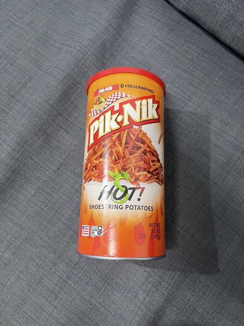 Pik-Nik Hot Shoestring Potatoes (Category: Packaged & Instant Food) located in Quezon City. Submitted by mjjjjjpreloved (Listing ID 1425839600, Image 2). Description: Piknik Hot flavor ₱200 Available on hand.