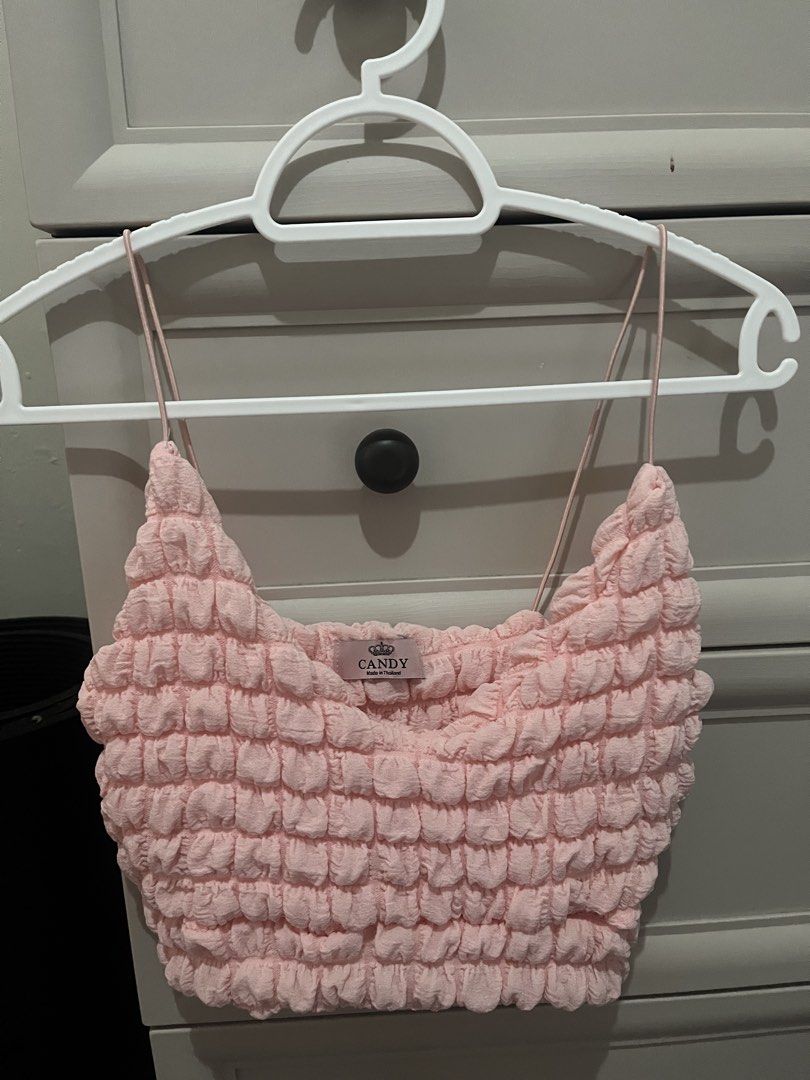 Pink Smocked Stretchy Crop Top (Category: Sleeveless) located in Manila. Submitted by msmarison (Listing ID 1425913335, Image 1). Description: 🌷 Decluttering 🌷 Pink Smocked Stretchy Crop Top • Size: XS-S (The fabric is stretchy) 📍 Location: Lipa, Batangas 📦 Shipping: Available via J&T Express Note: Brand new, unused item bought in Thailand. Superrrrr ganda 🥰 💌 Interested? Send me a DM here or on IG: @msmarison (black top profile). .