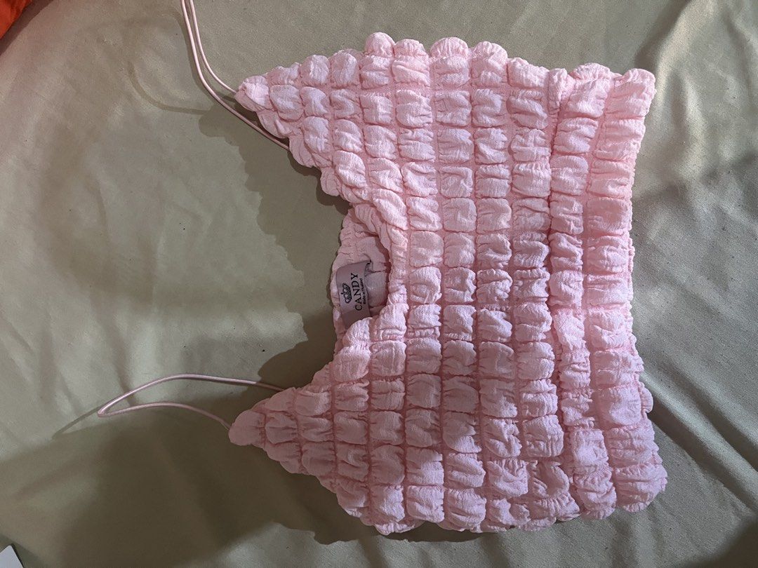 Pink Smocked Stretchy Crop Top (Category: Sleeveless) located in Manila. Submitted by msmarison (Listing ID 1425913335, Image 2). Description: 🌷 Decluttering 🌷 Pink Smocked Stretchy Crop Top • Size: XS-S (The fabric is stretchy) 📍 Location: Lipa, Batangas 📦 Shipping: Available via J&T Express Note: Brand new, unused item bought in Thailand. Superrrrr ganda 🥰 💌 Interested? Send me a DM here or on IG: @msmarison (black top profile). .