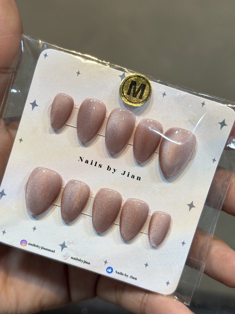 Press-on Nails - Medium (Category: Hands & Nails) located in Manila. Submitted by nailsbyjian (Listing ID 1425853863, Image 1). Description: comes with prep kit. - nail file - nail buffer - alcohol pad - wooden pusher - nail glue - nail adhesive tabs.