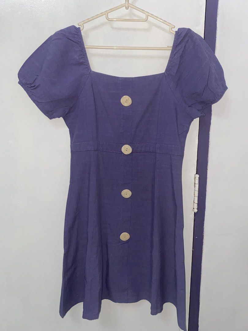 Purple Square Neck Dress (Category: Dresses) located in Mandaluyong City. Submitted by van68 (Listing ID 1425835645, Image 1). Description: Size: S Length: 32” - Fits up to 32” bust - Compete buttons - Zipper at the back 📍Mandaluyong city 📍Can meetup in any MRT station during weekends.