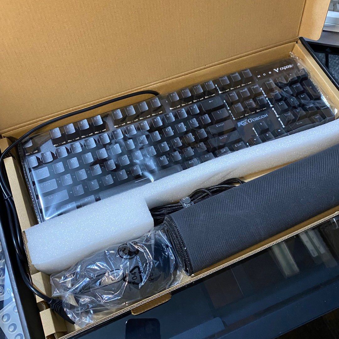 Rapoo RGB Mechanical Keyboard Set (Category: Computer Keyboard) located in Marikina City. Submitted by ellies.mnl (Listing ID 1425922401, Image 1). Description: Comes with: Rapoo RGB Mechanical Keyboard (never used) Rapoo Mouse(never used) Rapoo Mousepad(used) .
