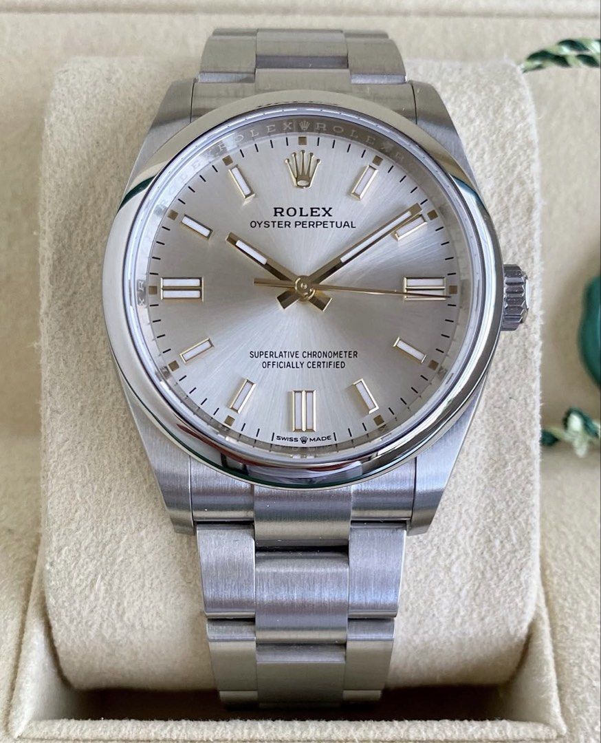 2024 Rolex Oyster Perpetual OP 36 Silver Dial Champagne Indices OP36 126000 (Category: Watches) located in Singapore. Submitted by boytoy88 (Listing ID 1425828168, Image 1). Description: Full box and papers Can pass off as brand new.