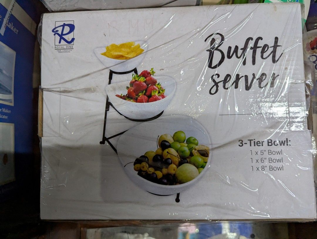 Royal Home 3-Tier Buffet Server (Category: Shelves, Cabinets & Racks) located in Porac. Submitted by themightythrift (Listing ID 1425920048, Image 1). Description: Buffet Server Plate.