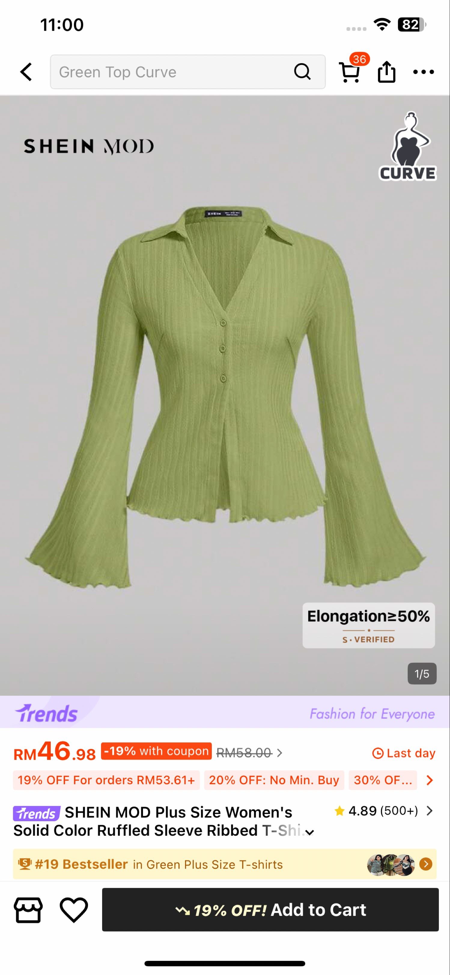 Ruffled blouse (Category: Blouses) located in Batu Berendam. Submitted by fafarisho (Listing ID 1425843921, Image 2). Description: ✅0XL ✅ wore once ✅ matcha green ✅ NP: RM46 letgo for RM20 5 ✅ besar sikit for me 160cm 70kg.