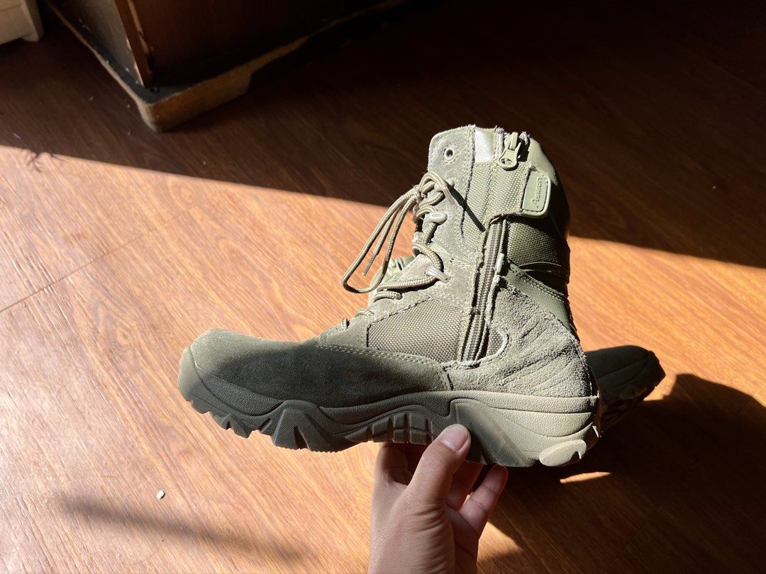 Tactical Boots Green (Category: Boots) located in Angono. Submitted by gifted_turtle (Listing ID 1425827123, Image 2). Description: Size US7|UE40|UK6 CORDURA FABRIC, Top level YKK Zipper closure , High Quality Umbrella rope shoelaces, Sponge boot mouth for soft cushion, Non-Slip Rubber Reinforce Tried Airsoft a few times. Must try! 😀.