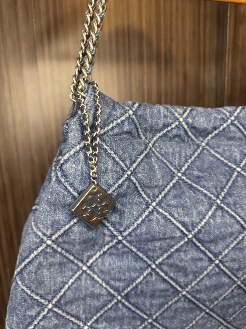 Tory Burch Denim Shoulder Bag (Category: Luxury Bags & Wallets) located in Manila. Submitted by keithhh16 (Listing ID 1426003326, Image 2). Description: Tory Burch Fleming Soft Denim Drawstring Bag • Used • Condition: 10/10 • ₱12,000 Steal price for this piece.