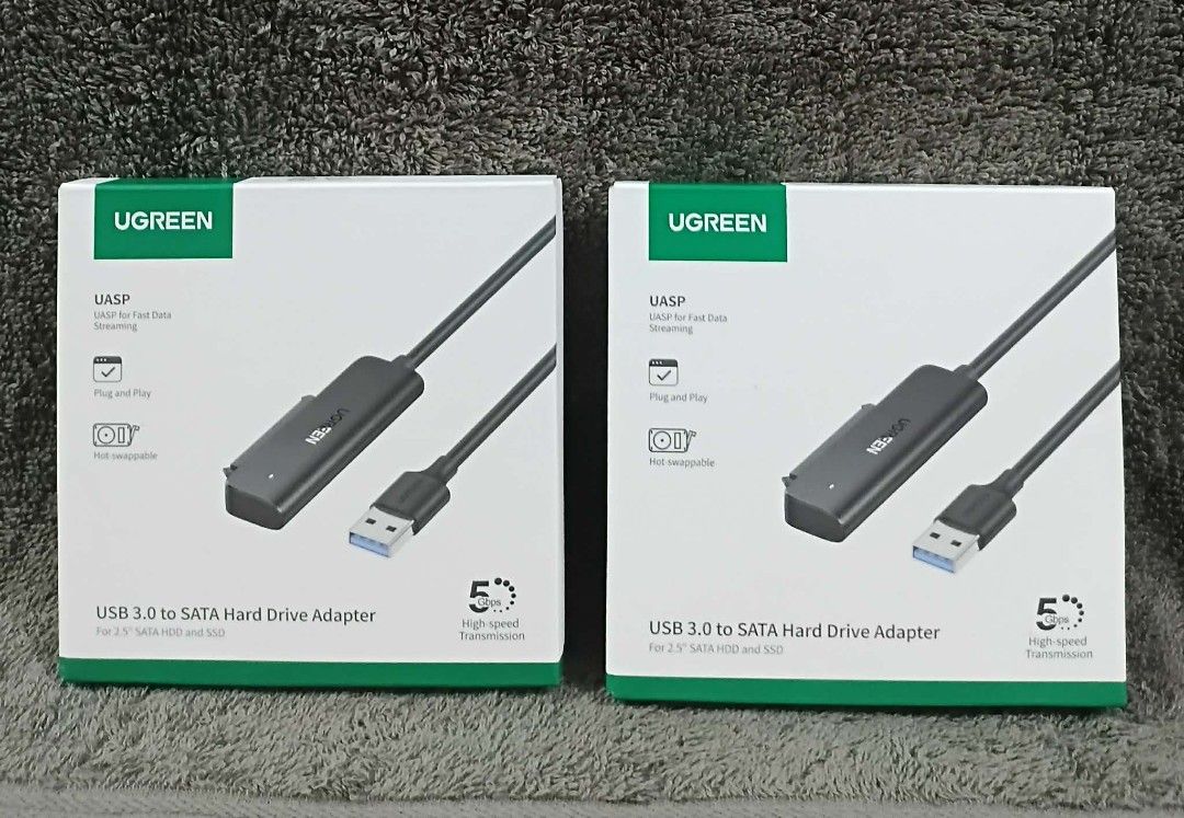 UGREEN USB 3.0 to SATA Hard Drive Adapter (Category: Cables & Adaptors) located in Manila. Submitted by chinggayg.190 (Listing ID 1425964077, Image 3). Description: Upgrade your storage access with the reliable UGREEN USB 3.0 to SATA Hard Drive Adapter — the fastest and easiest way to connect your 2.5" SATA HDD or SSD to your laptop or PC. Perfect for file backup, data recovery, disk cloning, and upgrading drives without opening your computer. En
