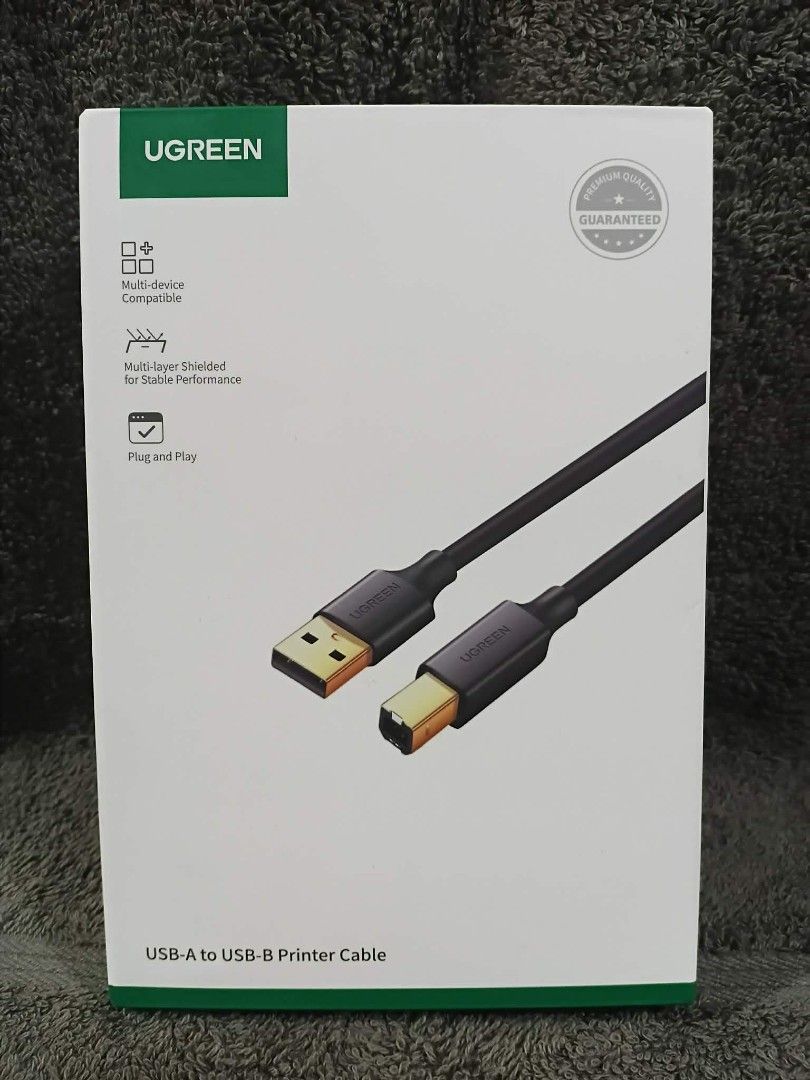 UGREEN USB-A to USB-B Printer Cable (5M) (Category: Cables & Adaptors) located in Manila. Submitted by chinggayg.190 (Listing ID 1425967283, Image 1). Description: perfect for homes, offices, and computer shops across the Philippines. Designed for stable and fast data transfer up to 480Mbps, this premium cable easily connects your printer, scanner, or USB-B device to your laptop or desktop PC. Built with multi-layer shielding, it reduces interfer