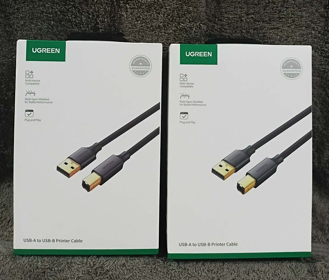 UGREEN USB-A to USB-B Printer Cable (5M) (Category: Cables & Adaptors) located in Manila. Submitted by chinggayg.190 (Listing ID 1425967283, Image 2). Description: perfect for homes, offices, and computer shops across the Philippines. Designed for stable and fast data transfer up to 480Mbps, this premium cable easily connects your printer, scanner, or USB-B device to your laptop or desktop PC. Built with multi-layer shielding, it reduces interfer
