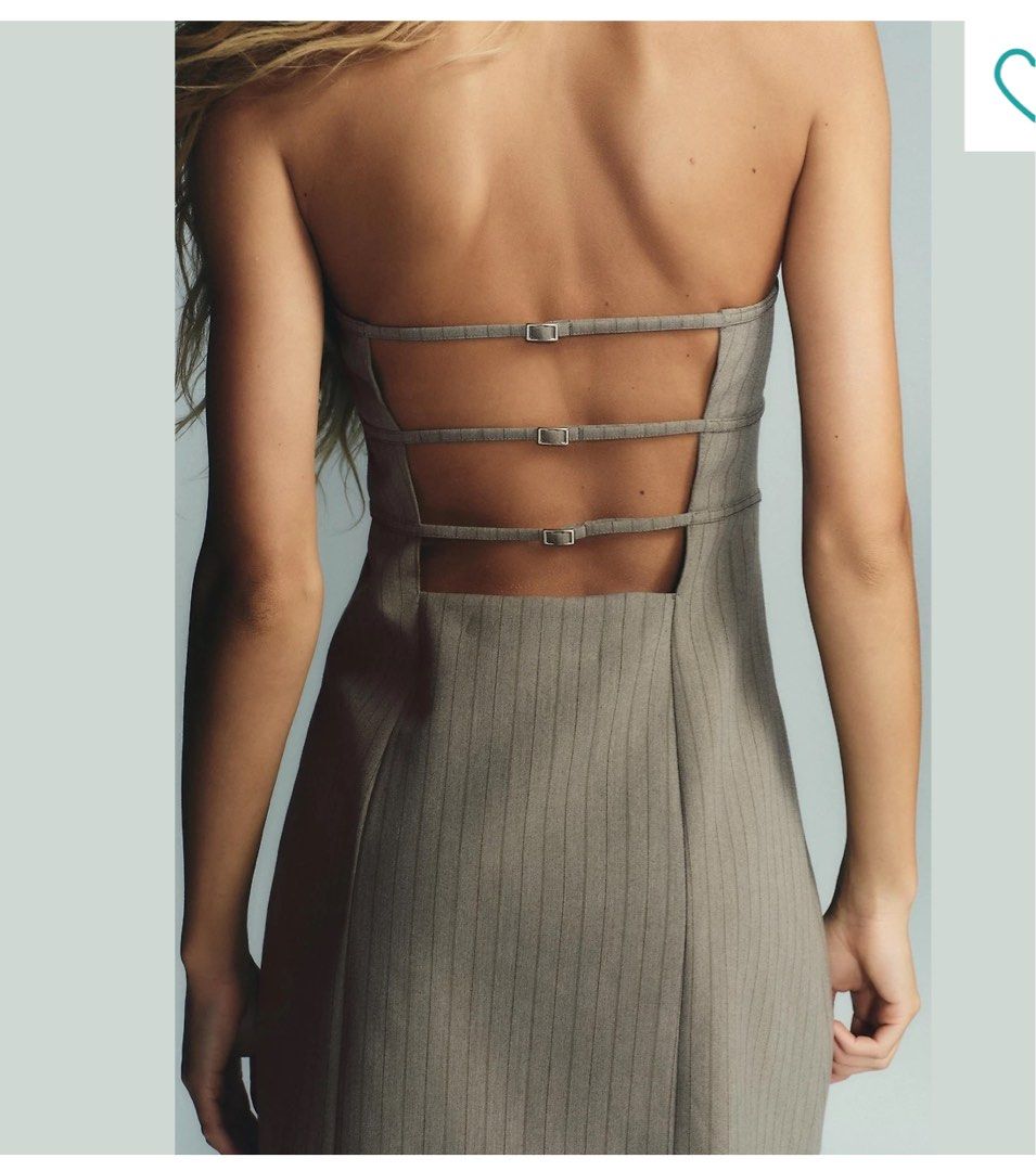 ZARA pinstripe strapless dress (Category: Dresses) located in Makati City. Submitted by chinyher (Listing ID 1425915505, Image 2). Description: Never worn I bought at zara greenbelt for 3k+. I will try to find the tag if na keep ko. .