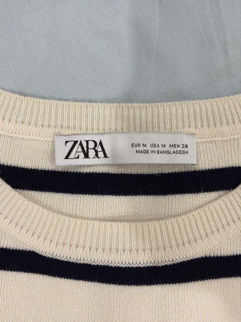 ZARA stripped ribbed top (Category: Shirts) located in Caloocan City. Submitted by foundagain (Listing ID 1425922650, Image 2). Description: used once size M ribbed knitted rfs decluttering payment first before shipping (gcash) dm me for inquiries .