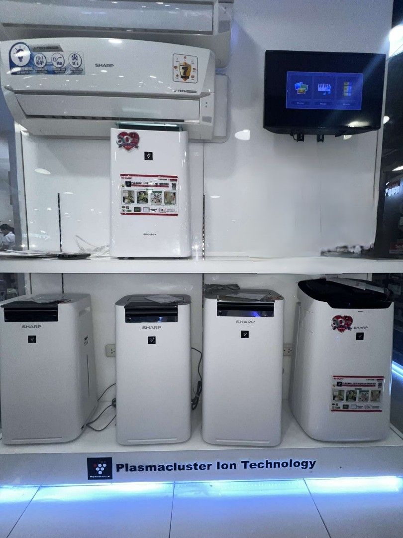 " SHARP " AIR PURIFIER (W/HUMIDIFIER & W/DE HUMIDIFIER) (Category: Air Purifiers & Dehumidifiers) located in Manila. Submitted by chuck_claros (Listing ID 1426020598, Image 1). Description: SHARP AIR PURIFIER WITH HEPA FILTER DEHUMIDIFIER AND HUMIDIFIER ☑️BRAND NEW FACTORY SEALED UNIT WITH OFFICIAL SALES INVOICE AND WARRANTY ◽(AIR PURIFIER) FP J60E W (48 SQM) - 16,990 FP J80EP H (62 SQM) BLACK - 20,890 ◽(AIR PURIFIER WITH DEHUMIDIFIER) DW E16FP W