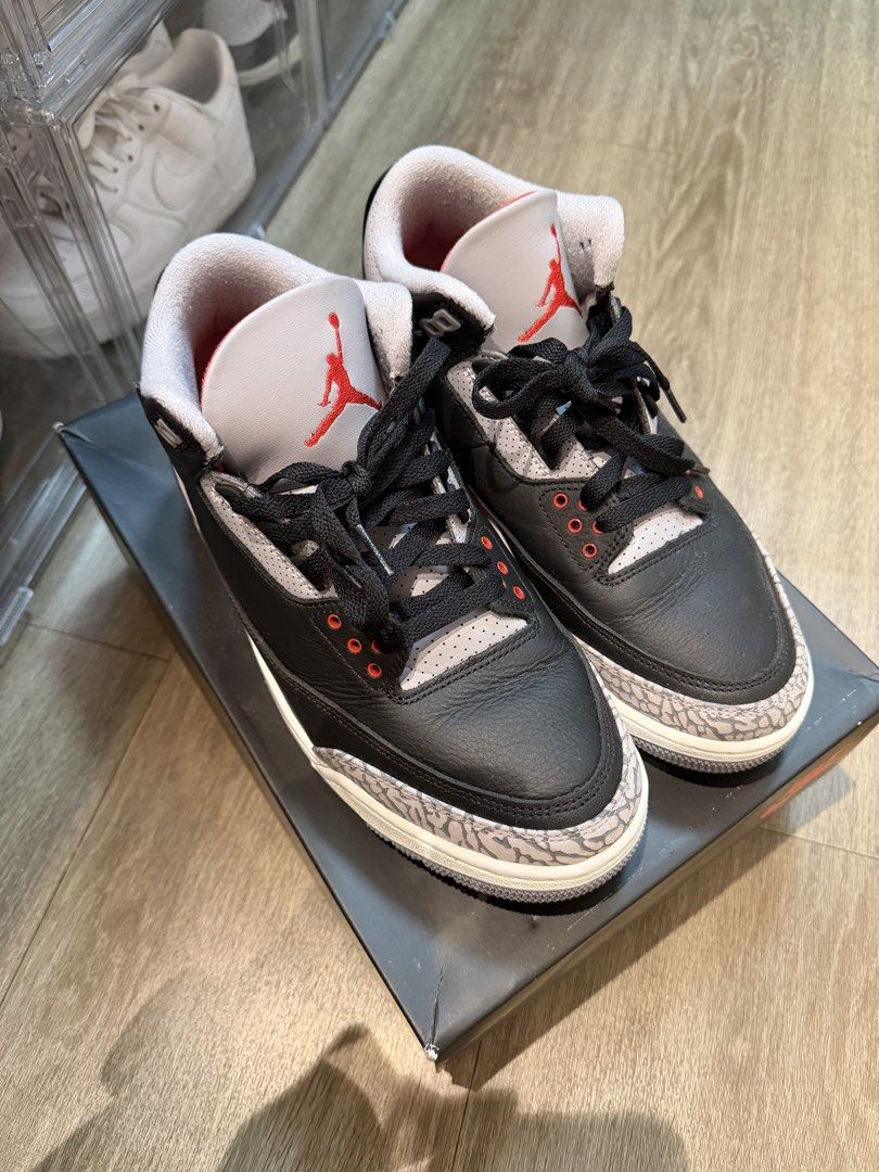 Air Jordan 3 Retro Black Cement (Category: Sneakers) located in Pasig City. Submitted by joy_b_ (Listing ID 1426083698, Image 3). Description: Air Jordan 3 Retro in black, cement grey, and red colorway. -Comes with the original box. Size 9. -used 5x inside the mall only, kindly check the sole for reference - bank transfer only and no swap - booking and SF care of the buyer.