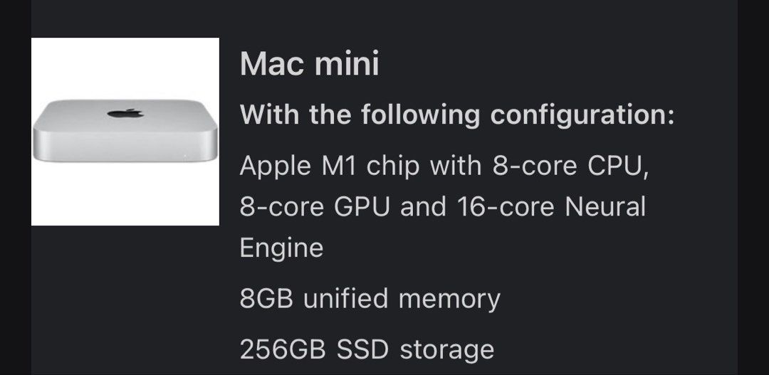 Apple Mac Mini M1 (2020) - 8GB RAM, 256GB SSD65716967824769112