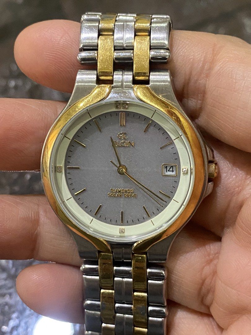 Authentic Elgin Diamonds Solar Drive Ladies Watch (Category: Women's Watches) located in Manila. Submitted by roseluxuryitems (Listing ID 1426038851, Image 2). Description: Authentic Elgin Diamonds Solar Drive Ladies Watch Good working condition 390304 / A510T002374 Stainless steel From japan .