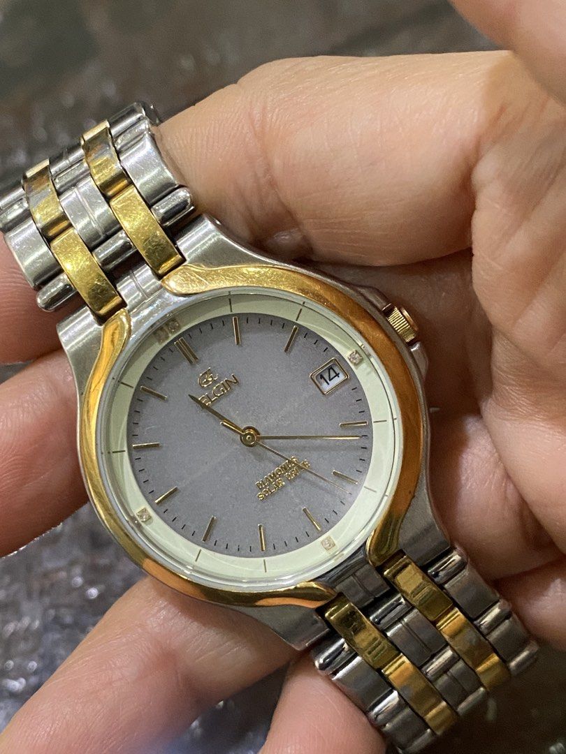 Authentic Elgin Diamonds Solar Drive Ladies Watch (Category: Women's Watches) located in Manila. Submitted by roseluxuryitems (Listing ID 1426038851, Image 3). Description: Authentic Elgin Diamonds Solar Drive Ladies Watch Good working condition 390304 / A510T002374 Stainless steel From japan .
