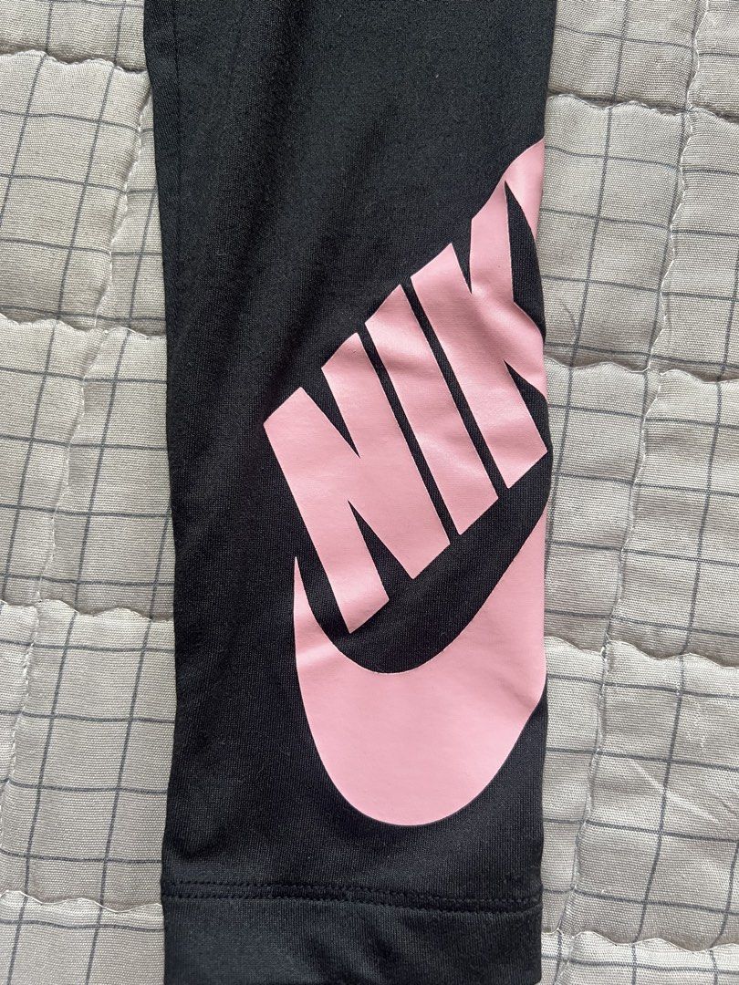 Authentic Nike Leggings with Pink Logo (Category: Babies & Kids Fashion) located in Quezon City. Submitted by bubspreloved (Listing ID 1426024728, Image 2). Description: Authentic bought in Canada. Good as new used twice for running. Outgrown. 6-7 yo on tag.