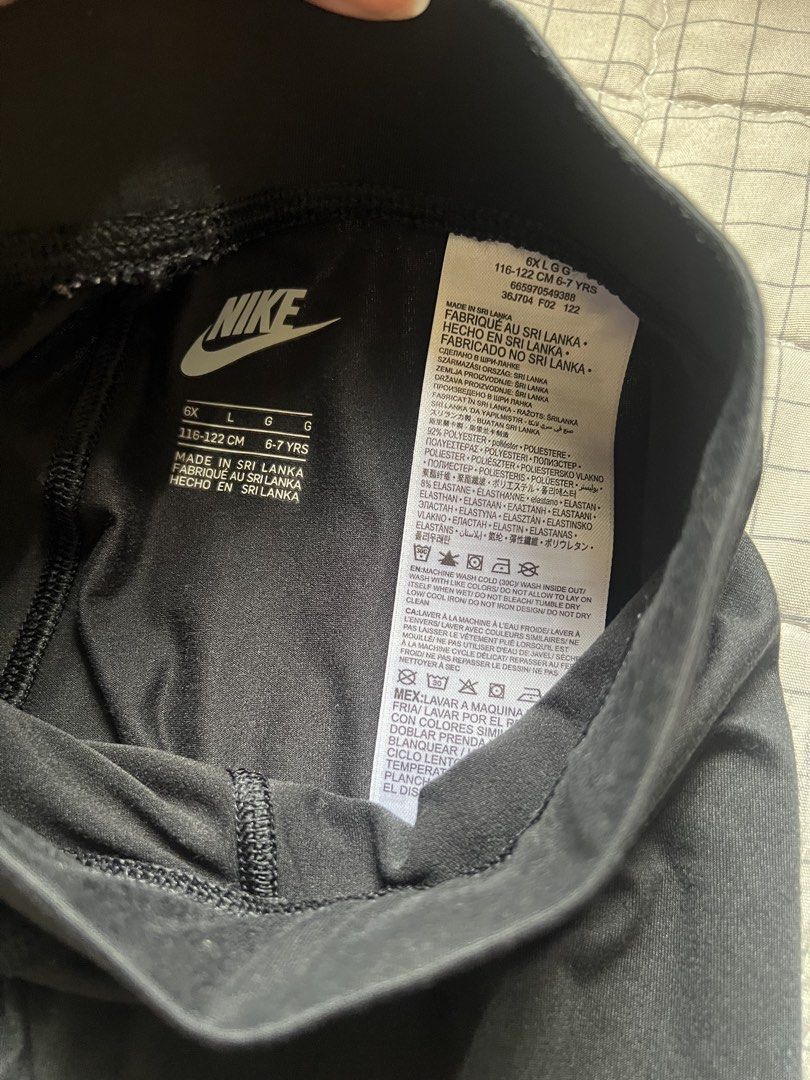 Authentic Nike Leggings with Pink Logo (Category: Babies & Kids Fashion) located in Quezon City. Submitted by bubspreloved (Listing ID 1426024728, Image 3). Description: Authentic bought in Canada. Good as new used twice for running. Outgrown. 6-7 yo on tag.