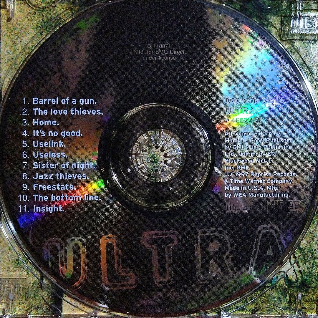 Depeche Mode - Ultra CD Album (Category: CDs & DVDs) located in Taguig. Submitted by znarfscriber (Listing ID 1426143186, Image 3). Description: Depeche Mode's "Ultra" album on CD. Features tracks like "Barrel of a Gun," "Home," and "Useless." Includes the original CD case and booklet with lyrics and band photos. Cover: EX Media: NM RFS: Decluttering/Need Funds.