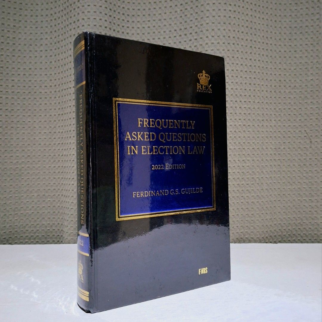 Election Law by Gujilde (2022 ed.) (Category: Textbooks) located in Makati City. Submitted by kenan.g (Listing ID 1426159874, Image 1). Description: TITLE: Frequently Asked Questions in Election Law AUTHOR: Atty. Ferdinand G.S. Gujilde PUBLISHER: REX Book Store EDITION: 2022 CONDITION: Like new; few highlights; engraved initials and name stamp Loc: Rockwell, Makati Price: P1,200.00 (shipping fee not included).