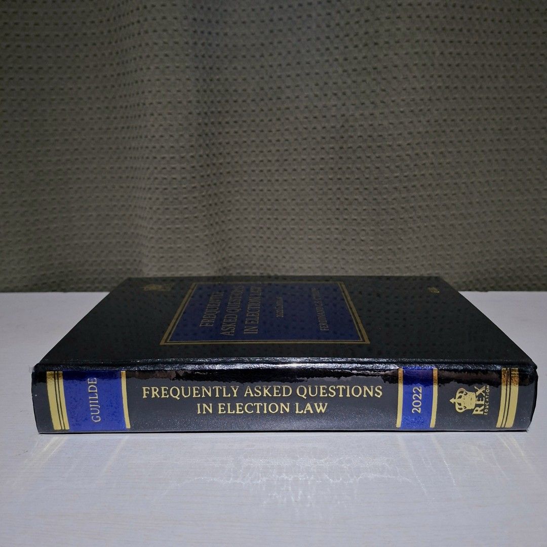 Election Law by Gujilde (2022 ed.) (Category: Textbooks) located in Makati City. Submitted by kenan.g (Listing ID 1426159874, Image 3). Description: TITLE: Frequently Asked Questions in Election Law AUTHOR: Atty. Ferdinand G.S. Gujilde PUBLISHER: REX Book Store EDITION: 2022 CONDITION: Like new; few highlights; engraved initials and name stamp Loc: Rockwell, Makati Price: P1,200.00 (shipping fee not included).