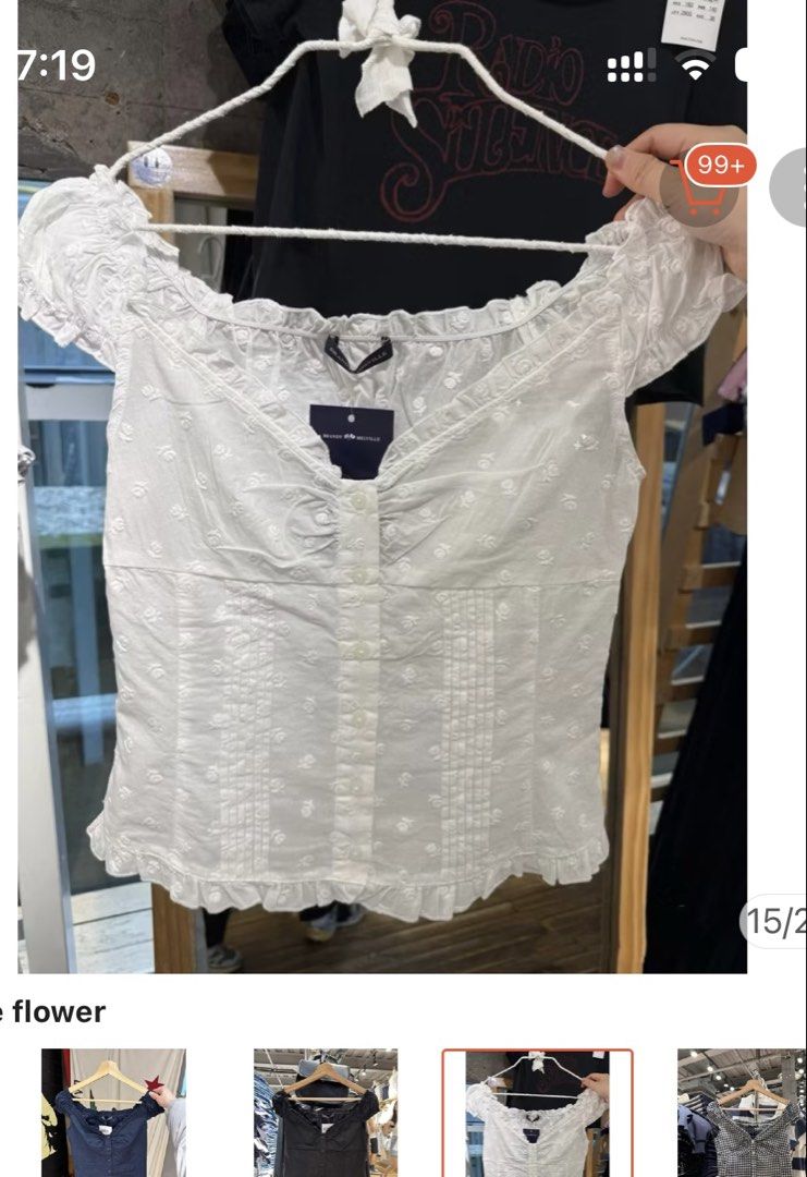 Elena-like White Floral Top (Category: Sleeveless) located in Talavera. Submitted by dnms_ (Listing ID 1426126692, Image 1). Description: rfs: too loose on me :(( only worn once loc: talavera free size good for those who have 🍒😭 bought from 🍊 app (not sure if real brandy).