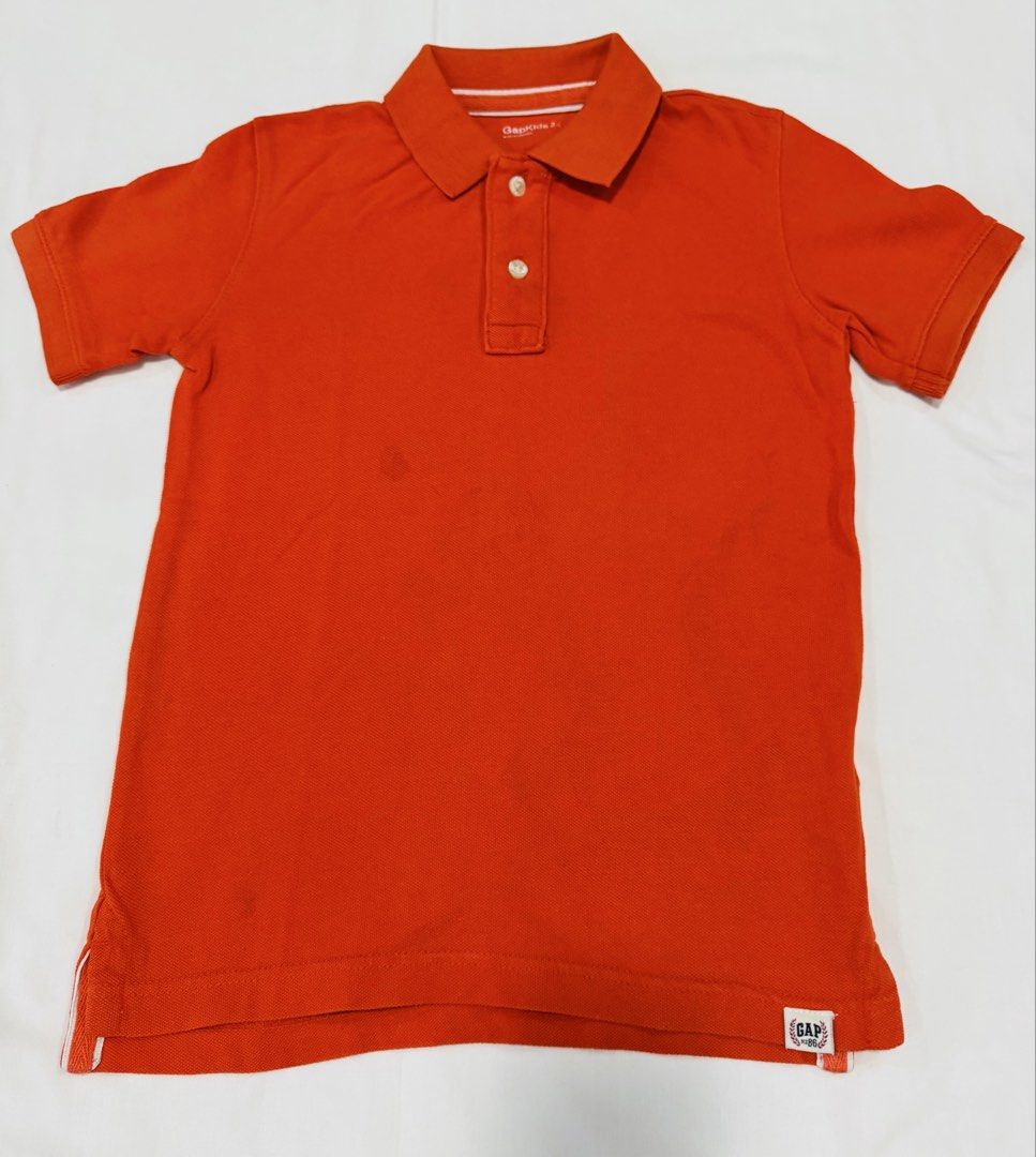 Gap polo shirt for boys (Category: Babies & Kids Fashion) located in Batangas. Submitted by GDW98 (Listing ID 1426083329, Image 1). Description: Brand: Gap Condition: Gently used, no flaws Color: Orange Size: 6-7 on tag but can fit up to 8-9 RFS: outgrown MOP: bank transfer, gcash SF c/o buyer M-F except holidays.