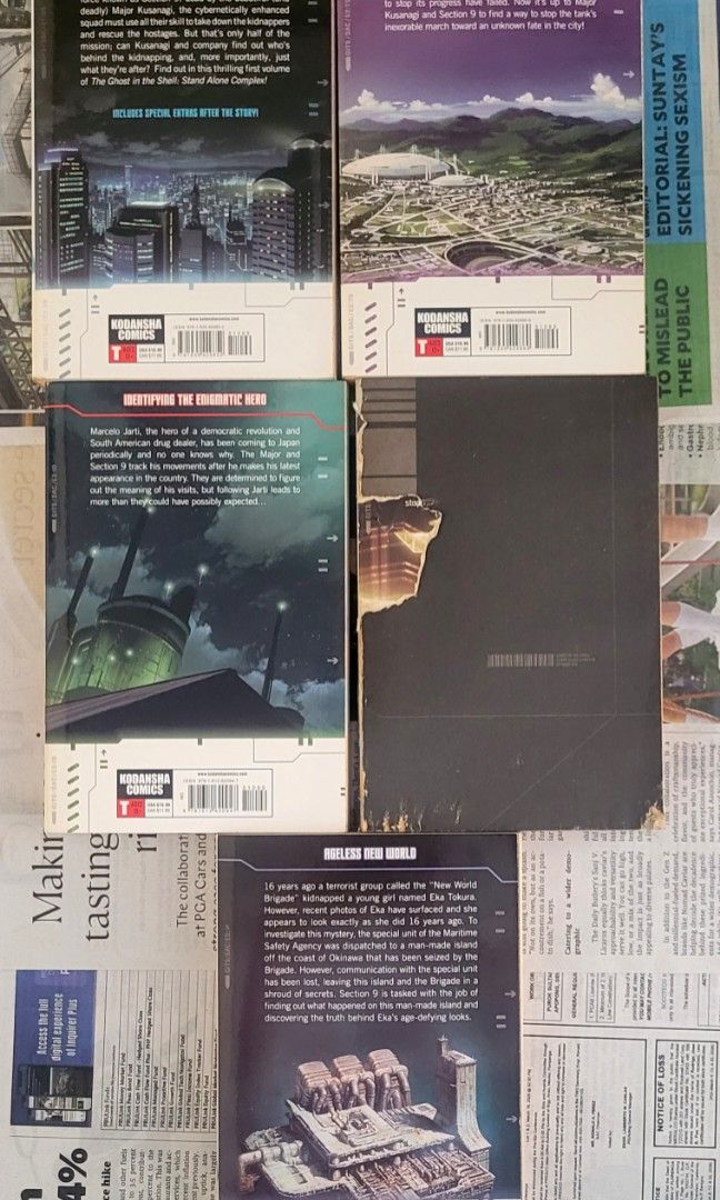 Ghost in the Shell: Stand Alone Complex Manga - Complete Set! (Category: Comics & Manga) located in Quezon City. Submitted by warla (Listing ID 1426183629, Image 2). Description: RFS: Duplicate set. Complete set of Ghost in the Shell: Stand Alone Complex manga, vols. 1-5. Published 2011-16. !!! Vol. 4's back cover is missing. Our dog actually ate it. 🥲 No missing pages. Vols. 1, 2, 3, 5 in good to great condition. No dog ears. Please check the p