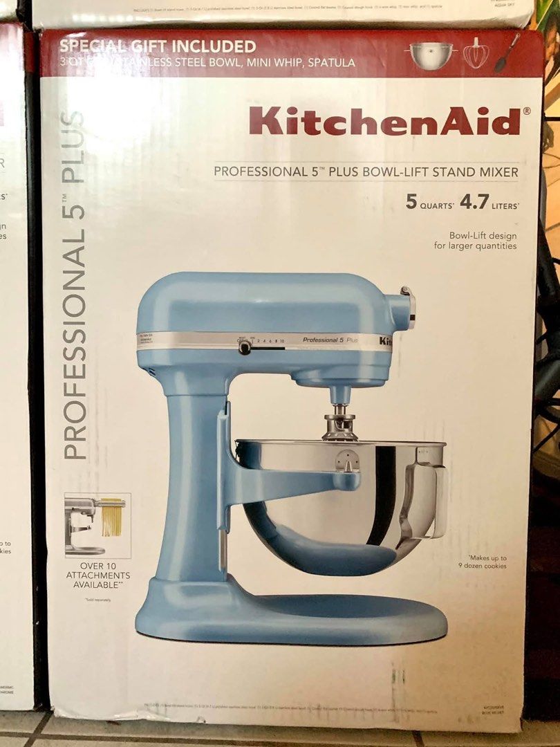 Kitchen Aid Professional 5” Plus Bowl -lift Stand Mixer (Category: Hand & Stand Mixers) located in Bacolod City. Submitted by jia.retail (Listing ID 1426085113, Image 2). Description: Authentic. Imported from the US. 5 Quartz 4.7 Liters . Comes with free stainless steel bowl, mini whip and spatula. .