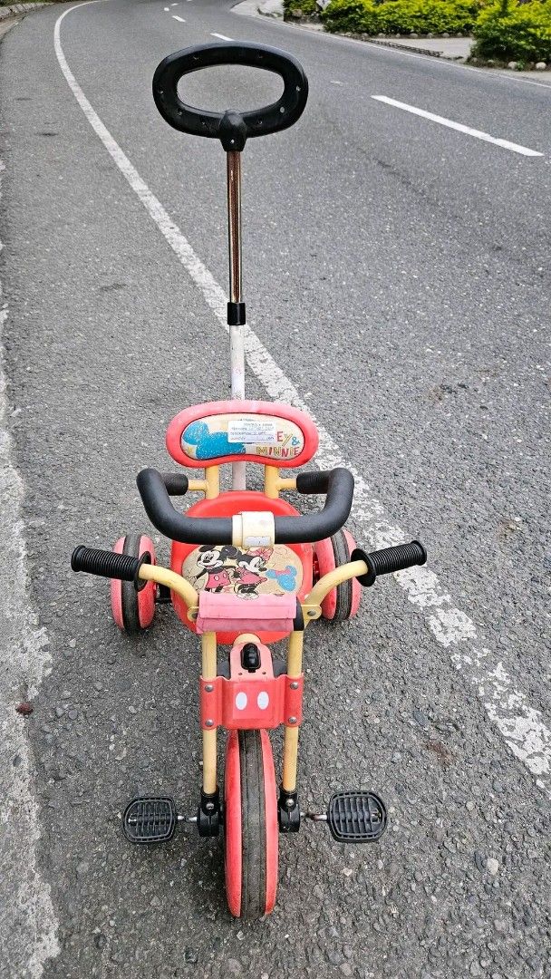Mickey Mouse Tricycle with Push Handle (Category: Babies & Kids Fashion) located in Sablan. Submitted by gongonshelley12 (Listing ID 1426014141, Image 1). Description: FIRST TO PAY, FIX PRICE 1500 ONLY!!! SUPER SALE!!! GCASH NOW JAPAN DISNEY MICKEY MOUSE TRICYCLE WITH SAFETY BAR AND CONTROL BAR SUITABLE UP TO 5 YRS OLD JAPAN SURPLUS MAHAL NG ORIG PRICE NITO 5000+, LAKI NG NATIPID NIYO MAKAPAL MGA GULONG, PUNASAN NIYO LANG MAGANDA PA ITO MATAGAL M