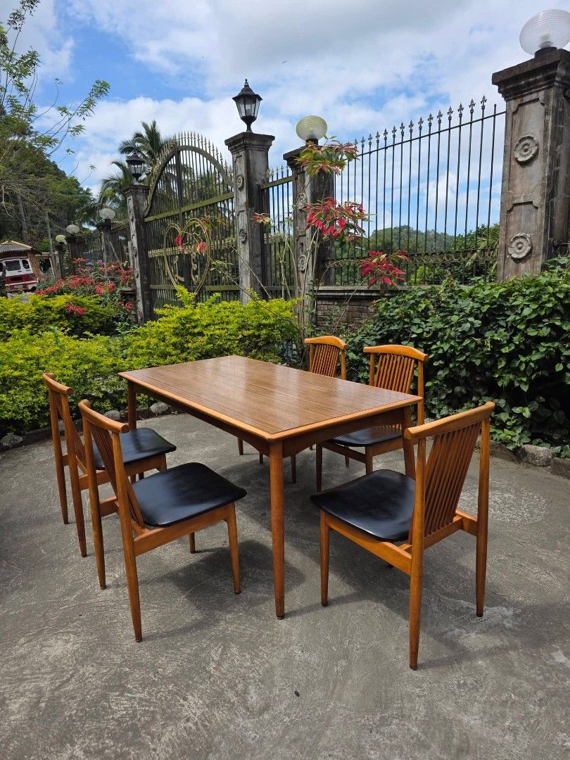 Mid-Century Modern Dining Table and Chairs (Category: Tables & Sets) located in Sablan. Submitted by gongonshelley12 (Listing ID 1426126300, Image 3). Description: PRICE 16,500 IMPORTED DINNING SET GOOD FOR 5 SEATERS.. LEATHER CUSHION SOLID WOOD TABLE AND CHAIRS. PWEDE SA MASELAN HEAVY DUTY NO ISSUE GOOD CONDITION MINOR SCRATCH FROM JAPAN...
