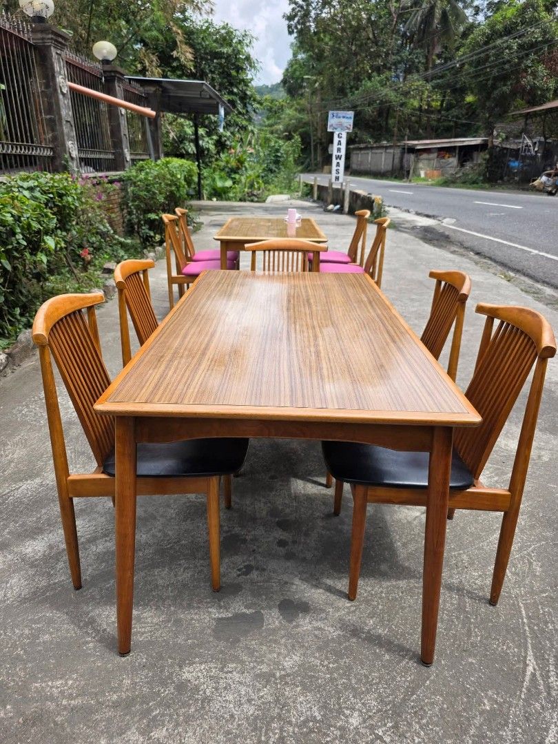 Mid-Century Modern Dining Table and Chairs (Category: Tables & Sets) located in Sablan. Submitted by gongonshelley12 (Listing ID 1426126300, Image 2). Description: PRICE 16,500 IMPORTED DINNING SET GOOD FOR 5 SEATERS.. LEATHER CUSHION SOLID WOOD TABLE AND CHAIRS. PWEDE SA MASELAN HEAVY DUTY NO ISSUE GOOD CONDITION MINOR SCRATCH FROM JAPAN...