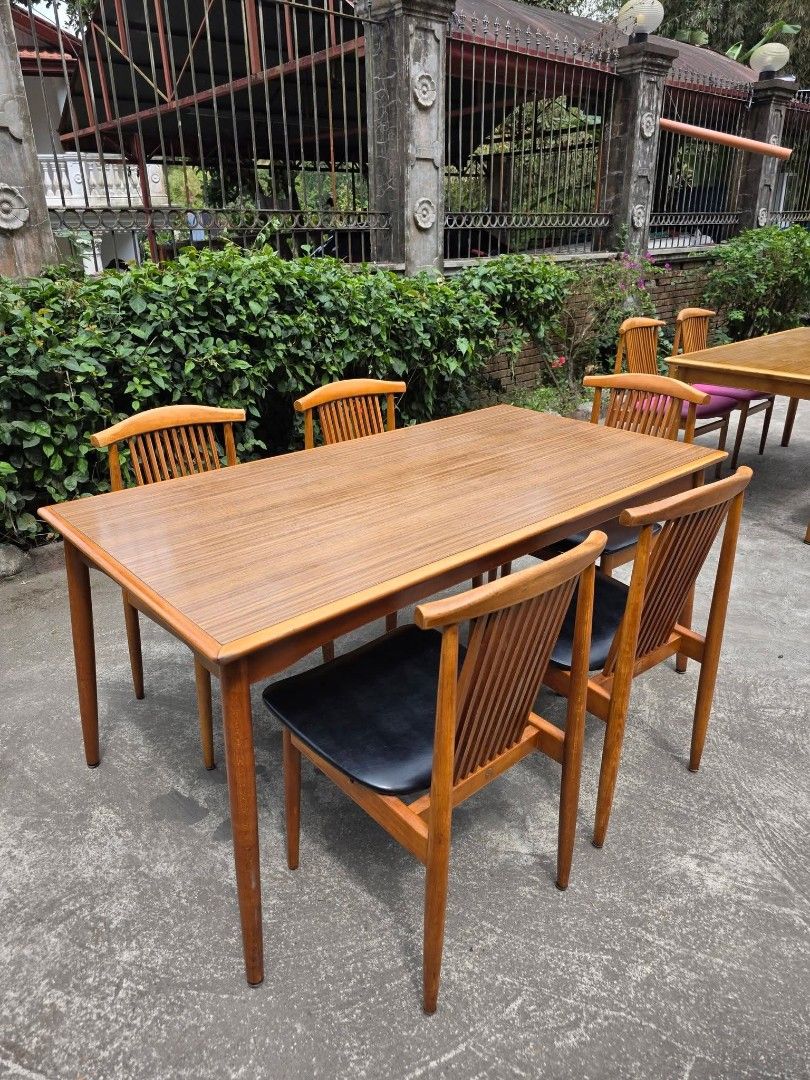 Mid-Century Modern Dining Table and Chairs (Category: Tables & Sets) located in Sablan. Submitted by gongonshelley12 (Listing ID 1426126300, Image 1). Description: PRICE 16,500 IMPORTED DINNING SET GOOD FOR 5 SEATERS.. LEATHER CUSHION SOLID WOOD TABLE AND CHAIRS. PWEDE SA MASELAN HEAVY DUTY NO ISSUE GOOD CONDITION MINOR SCRATCH FROM JAPAN...