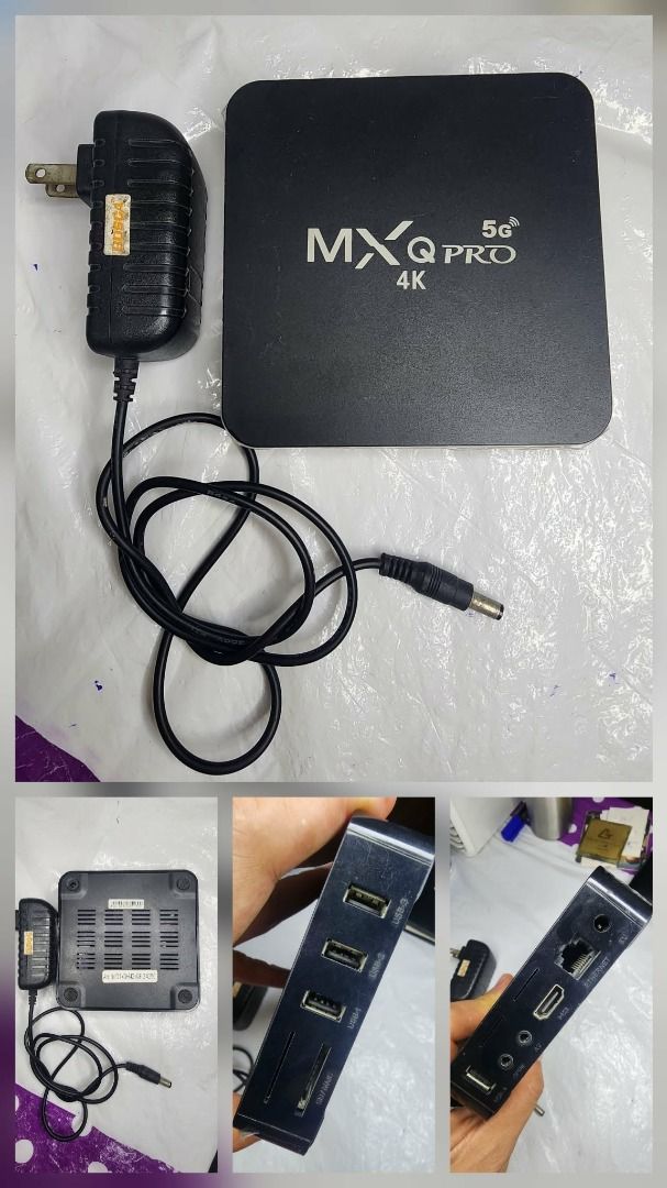 MXQ Pro 4K 5G Android TV Box (Category: Entertainment Systems & Smart Home Devices) located in Manila. Submitted by mwnadala (Listing ID 1426180123, Image 2). Description: Color: Black Package: Comes with Power Plug and Remote Control Condition: Used Reason for Selling: No more use Shipping: c/o Buyer Meet up: LRT 2 V. Mapa Station, 7-Eleven Amaia V. Mapa, Dunkin Donut Kalentong, Our Lady of Lourdes Hospital, Bacood or surrounding areas Issues: U