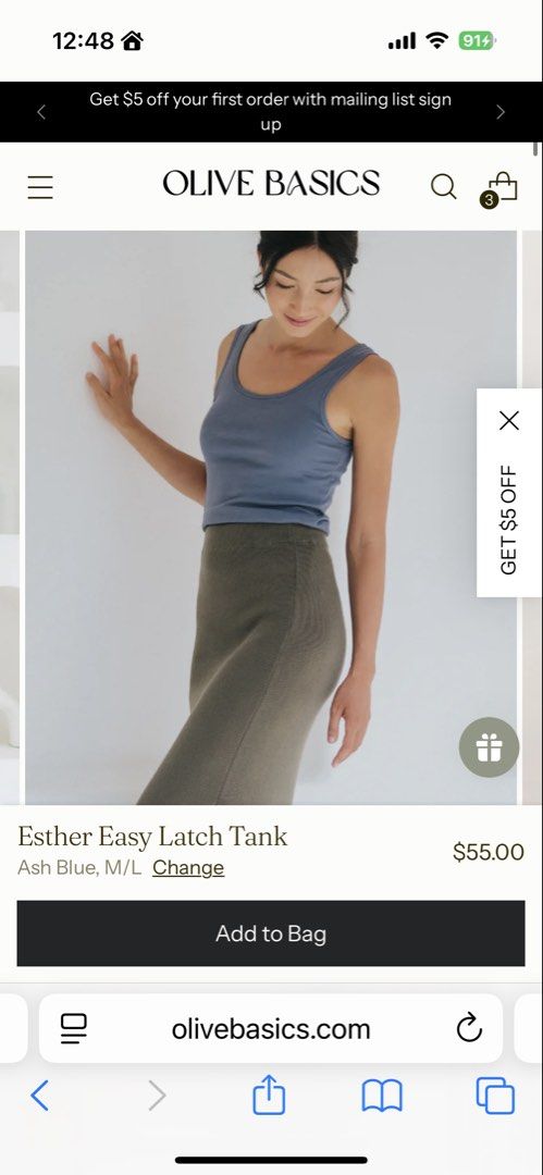 Olive Basics Esther Easy Latch Tank, Women's Fashion, Tops, Sleeveless ...