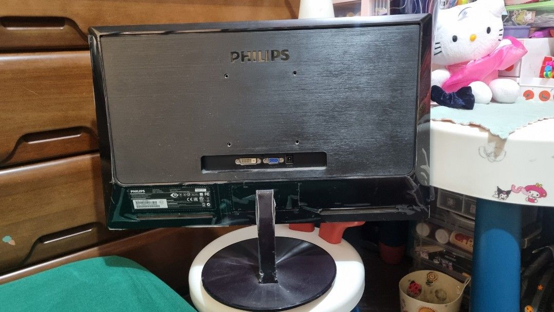 Philips Monitor (Category: Monitor Screens) located in Manila. Submitted by maryroseuy (Listing ID 1426157881, Image 2). Description: Philips monitor with a black bezel and stand. The back of the monitor shows VGA port. The monitor is suitable for office or home use. It is a good option for those looking for a reliable display. complete with VGA wire and power cord..