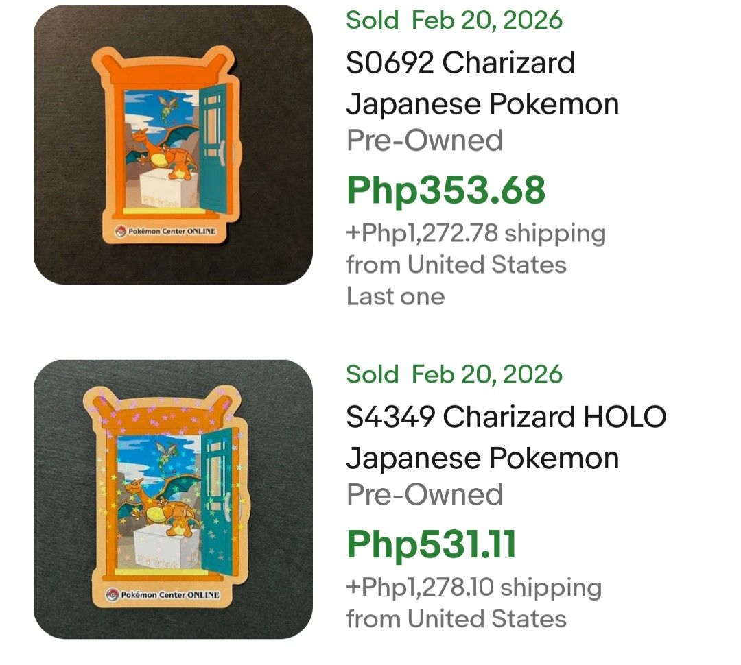 Pokemon Center Sticker Charizard Non Holo (Category: Character Goods) located in Kalibo. Submitted by anything_random (Listing ID 1426168737, Image 3). Description: - Pokemon Center Charizard Sticker - Non-Holo - Features Charizard and Charmander.