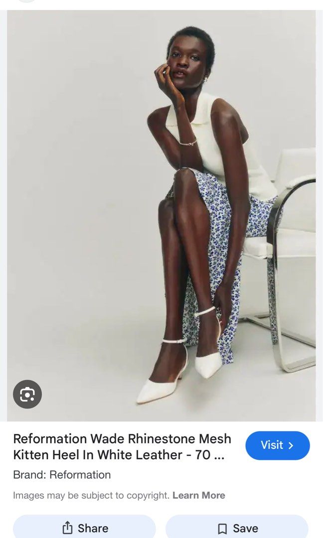 Reformation Wade Kitten Heel White Leather (Category: Heels) located in Quezon City. Submitted by byebyebyestuff (Listing ID 1426087499, Image 1). Description: Worn once. Size US 7.5. .