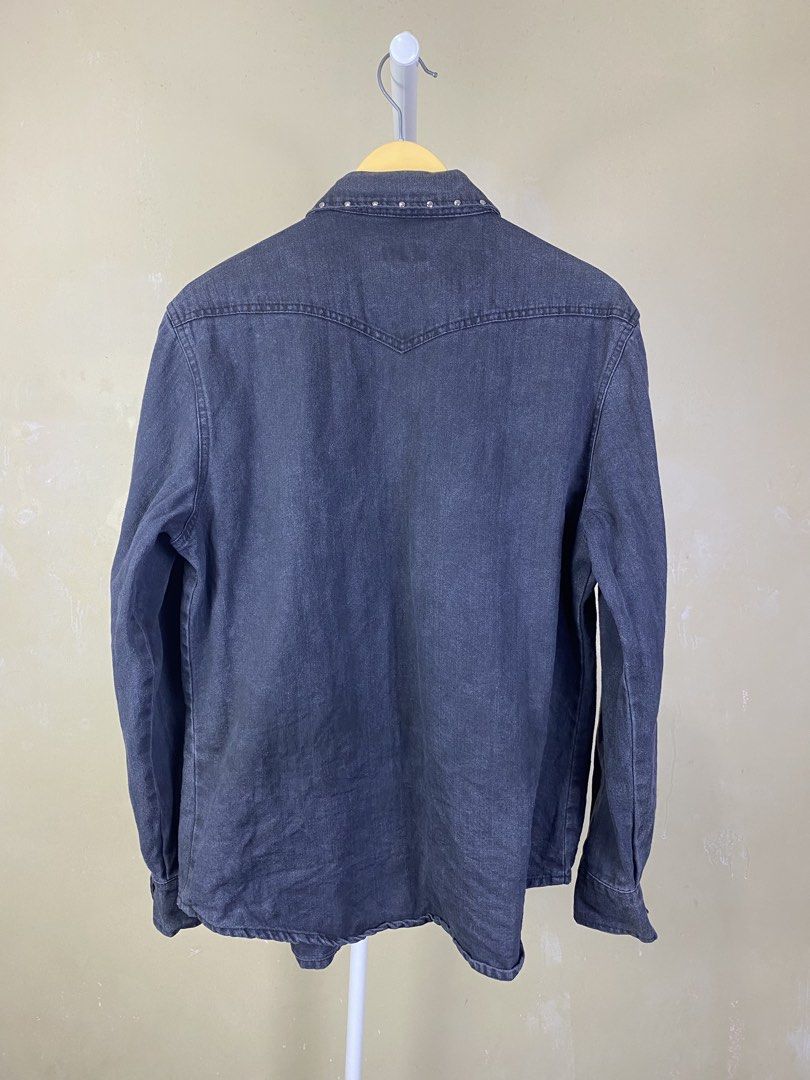 Saint Laurent Paris Studded Shirt (Category: Luxury Apparel) located in Dasmarinas. Submitted by goodbuyartisanal (Listing ID 1426084183, Image 2). Description: Saint Laurent Paris Studded Shirt size Medium width 21.5 inches Length 27 inches Good faded Price : 1500 + ship Pm me.