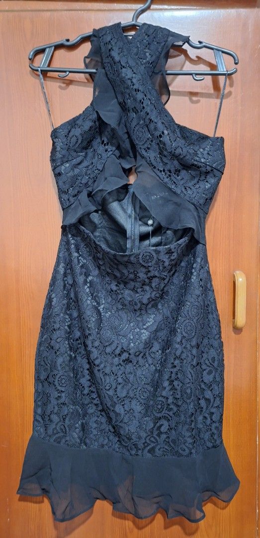 Small Black Lace Halter Dress (Category: Dresses) located in Caloocan City. Submitted by saramedeclutter (Listing ID 1426117817, Image 2). Description: very sexy backless halter tie neck cut out waist zipper back bnew .