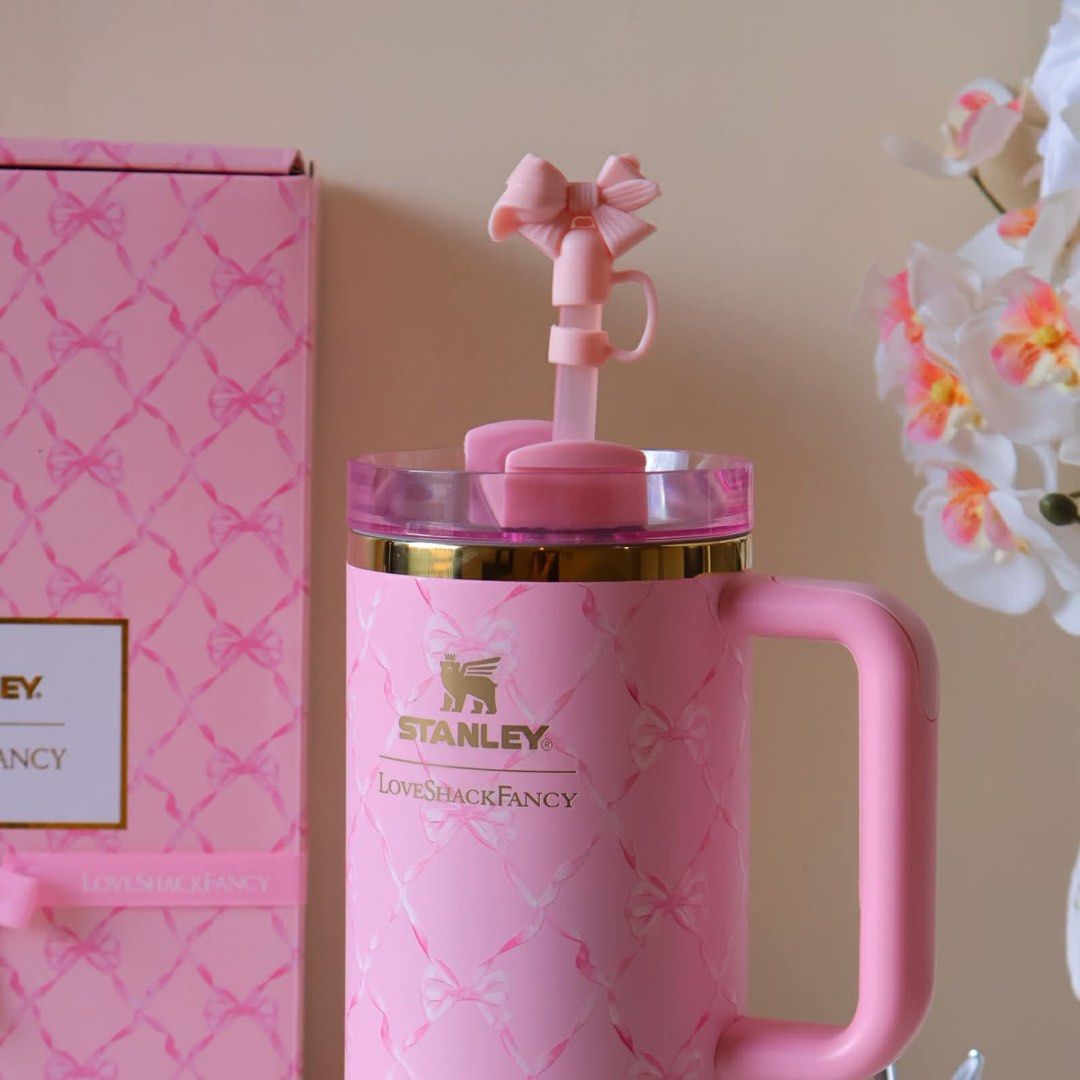 Stanley LoveShackFancy Quencher Tumbler (Category: Water Bottles & Tumblers) located in Manila. Submitted by mypshopp (Listing ID 1426038669, Image 3). Description: Stanley love shack fanzy 40oz - with box - straw - dusbag Ready to ship! 📸 Actual pic posted !!.