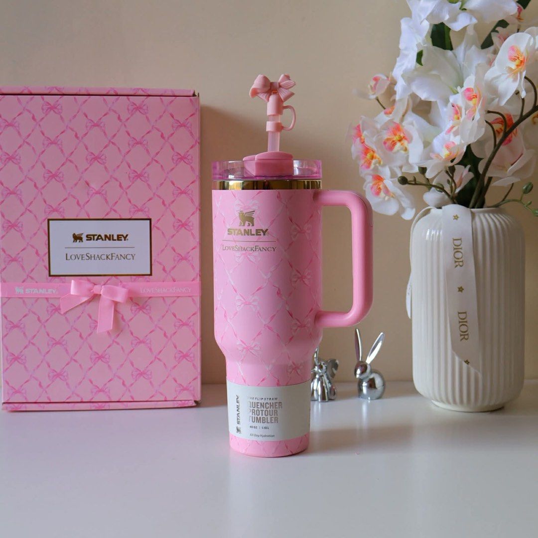 Stanley LoveShackFancy Quencher Tumbler (Category: Water Bottles & Tumblers) located in Manila. Submitted by mypshopp (Listing ID 1426038669, Image 2). Description: Stanley love shack fanzy 40oz - with box - straw - dusbag Ready to ship! 📸 Actual pic posted !!.