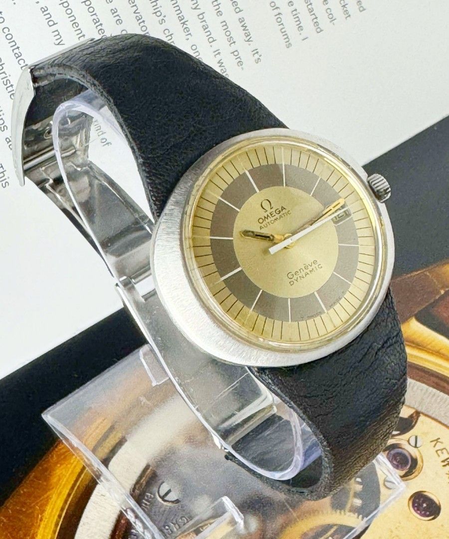 Vintage Omega Geneve Dynamic (Category: Luxury Watches) located in Manila. Submitted by ab.authentic.collection (Listing ID 1426142139, Image 2). Description: Available for Sale Vintage Omega Geneve Dynamic - 41 to 42 mm wide x 36mm tall giving it a distinct oval shape - Date window at 3 o'oclock - Automatic; Keeps time - Black leather bracelet fitted - Unit Only Open for Meetups (Sure buyer) Price: 38,000 .
