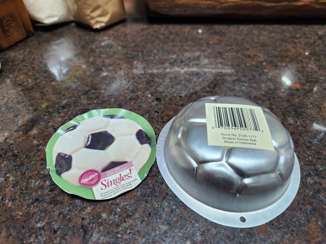 Wilton Soccer Ball Pastry Mold (Category: Bakeware) located in Marikina City. Submitted by mutesolis (Listing ID 1426108059, Image 1). Description: Description: A soccer-themed mold that can be used to make small pastries or cookies. Reason for Selling: The mold is being sold because the original owner had lost interest in making themed pastries like these. Issues: The pan has a few scratches. Otherwise, there are no issues with it. Additional In