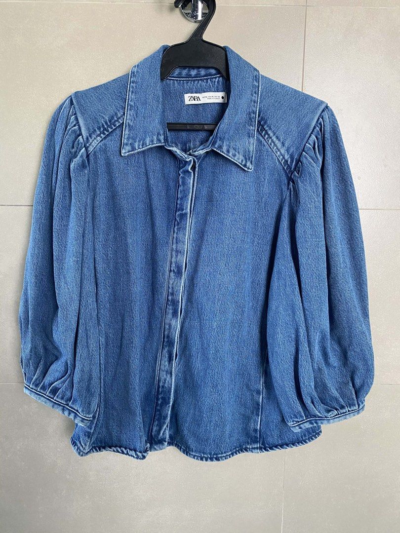 Zara Denim Blouse (US XL) (Category: Shirts) located in Santa Rosa. Submitted by ambivalent_ (Listing ID 1426060220, Image 1). Description: Zara Denim Blouse (US XL), like new. Features a classic collar, puff sleeves and button-down closure. Pick up in Santa Rosa. Low ballers will not be entertained..