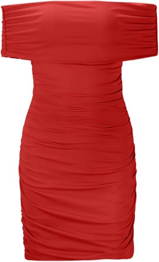 Zara Off-Shoulder Ruched Dress (Category: Dresses) located in Manila. Submitted by cailleshope (Listing ID 1426070060, Image 1). Description: Red dress from Zara features an off-shoulder design and a ruched body. The dress is a mini length size M Only used for my birthday party Selling price 450.