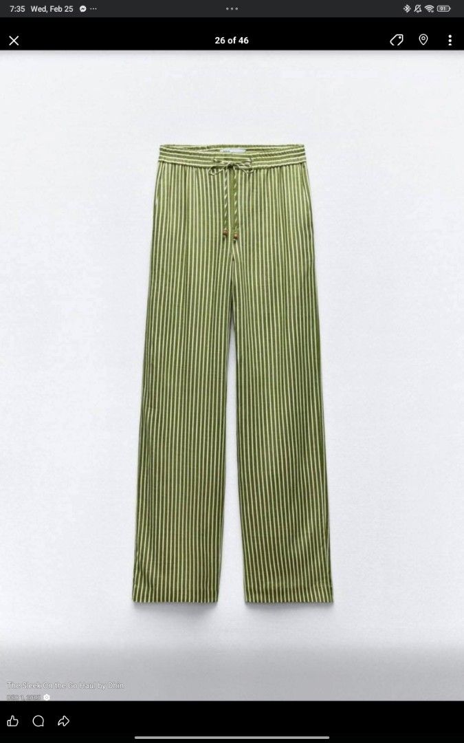 Zara pants green stripes (Category: Other Bottoms) located in Cavite. Submitted by midnightbloom20 (Listing ID 1426005768, Image 3). Description: small to med until semi large now at 900 fixed.