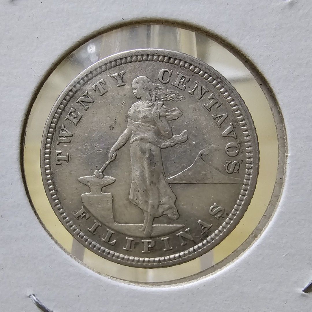1904s US-Philippines Twenty Centavos Old Silver Coin (Category: Currency) located in Laoag. Submitted by philippinecoin (Listing ID 1426314181, Image 1). Description: 1904 20 centavos old silver coin san francisco mint vf to xf condition.