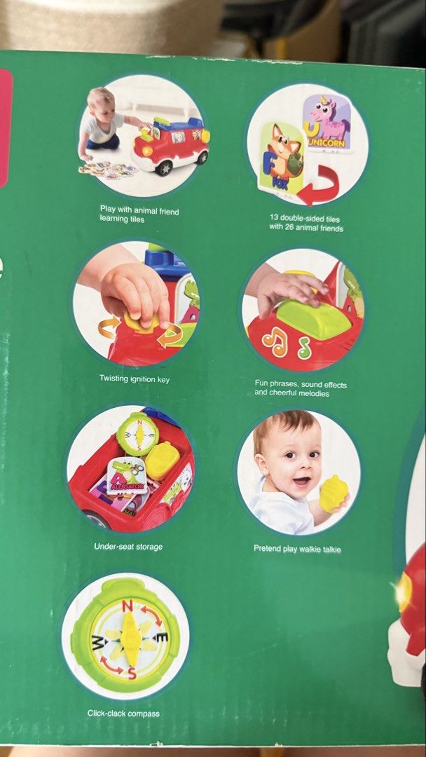 Babay car ride w lights & sounds abc (Category: Infant Playtime) located in Angono. Submitted by declutterWithKaye (Listing ID 1426230830, Image 3). Description: Complete with box May lights & sounds Learning abc sounds Battery included Mga stickers never used pa ikaw na magdikit.